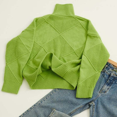 Adelle - Textured Turtleneck Knit Sweater