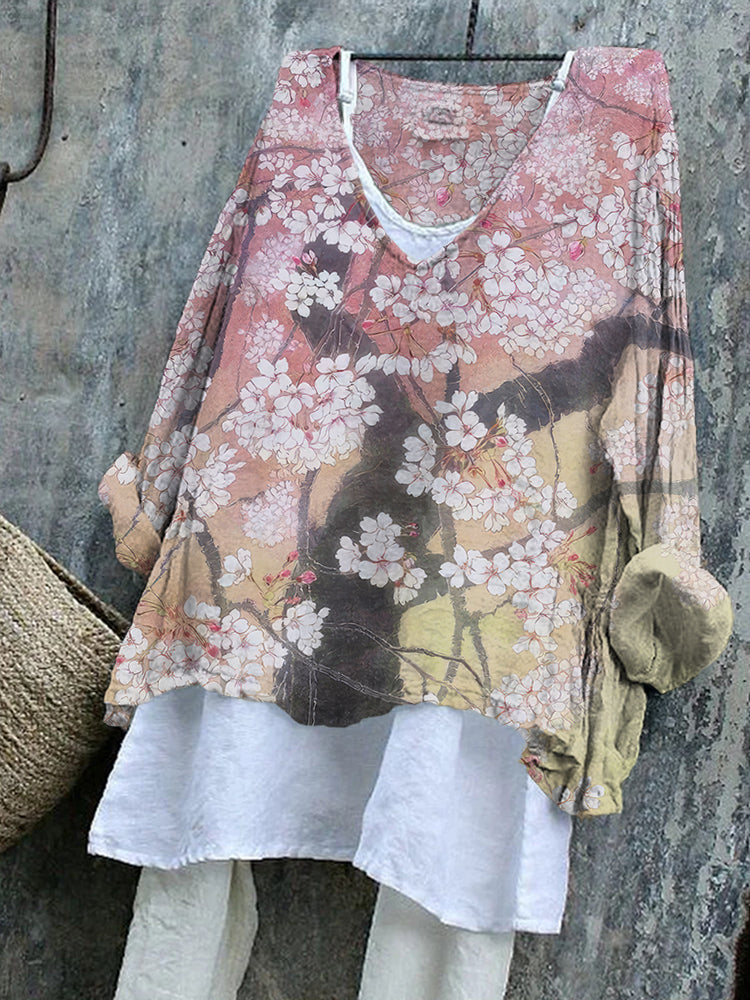 Flower Japanese Art Pattern Cozy Flowy Tunic