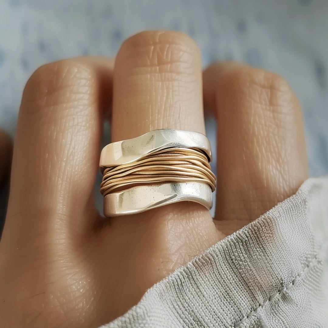 Silver-Golden Thread Ring