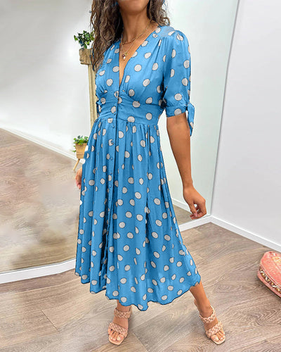 Monique - Elegant Polka Dot Dress