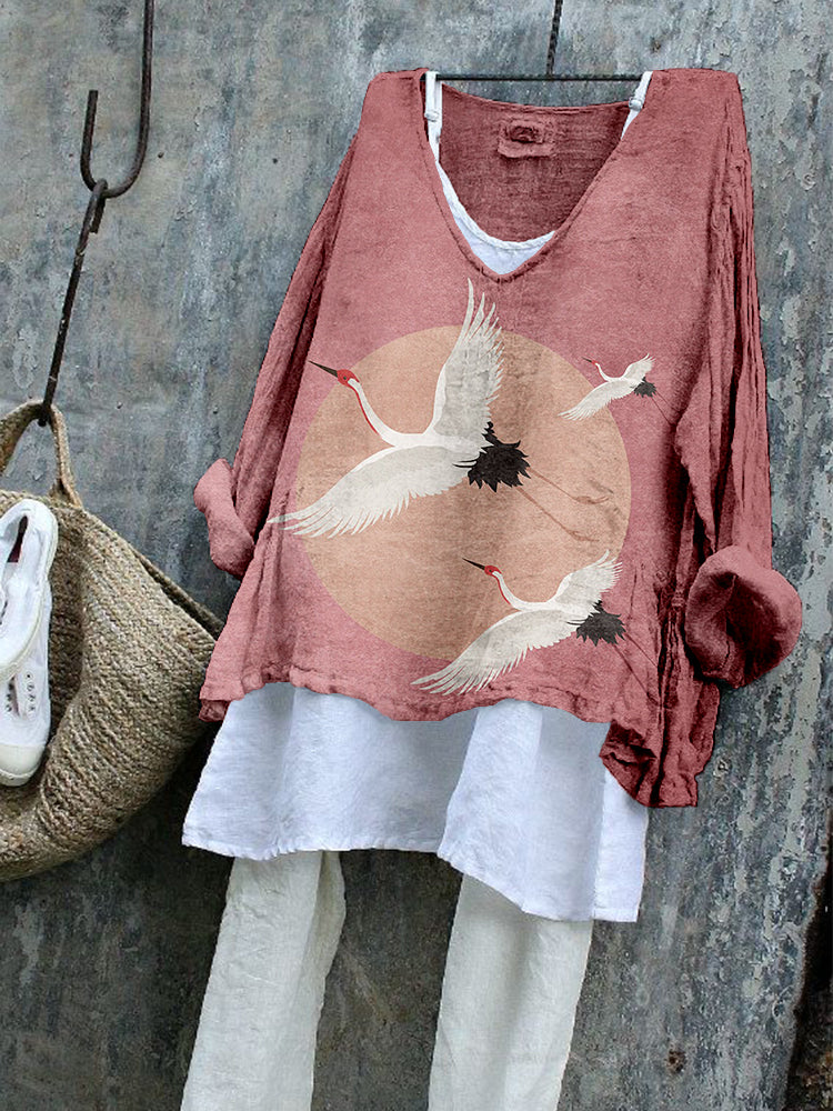 Flying Cranes - Japanese Art Tunic
