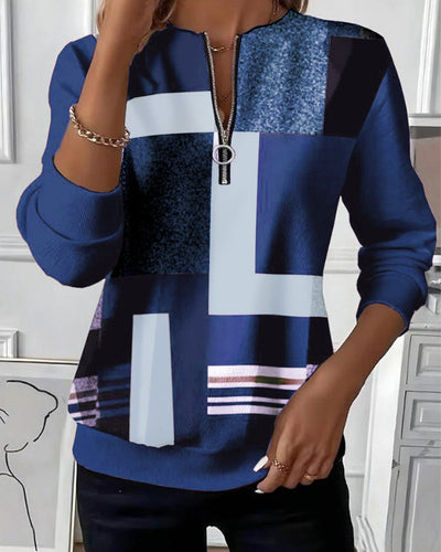 Casual Half-Zip Sweatshirt with Print