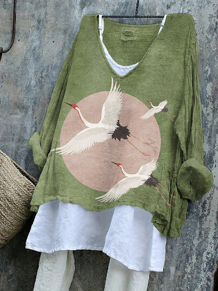 Flying Cranes - Japanese Art Tunic