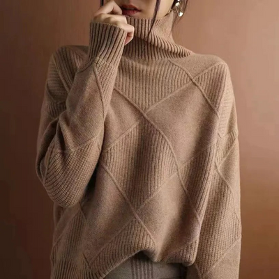 Adelle - Textured Turtleneck Knit Sweater