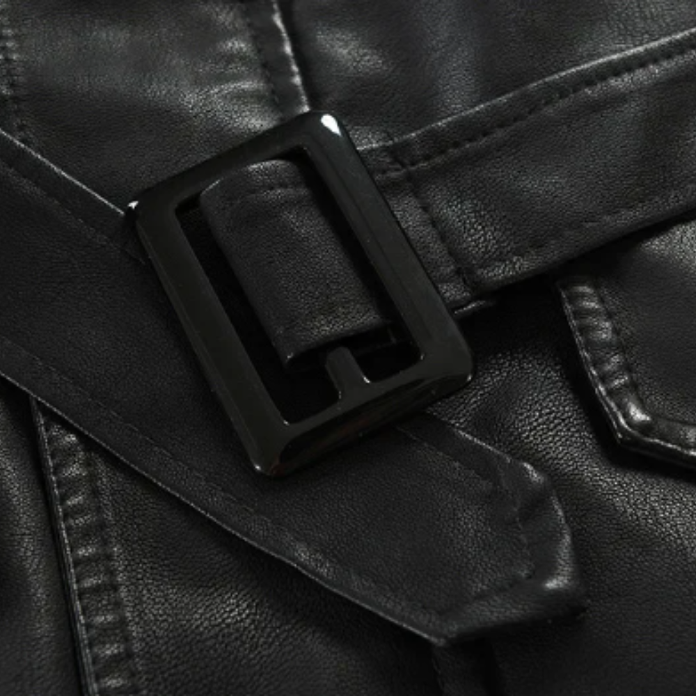 Mike - Elegant Long Leather Biker Jacket