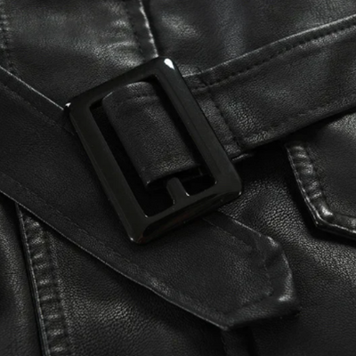 Mike - Elegant Long Leather Biker Jacket