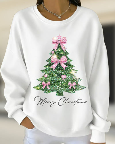 Shilla - Round Neck Long Sleeve Christmas Print Sweatshirt