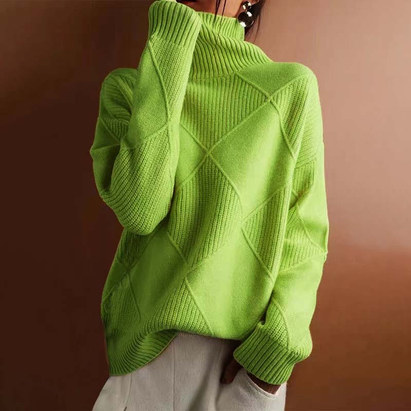 Adelle - Textured Turtleneck Knit Sweater