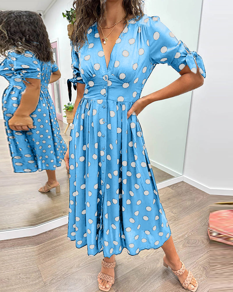 Monique - Elegant Polka Dot Dress