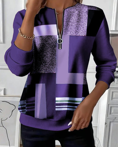 Casual Half-Zip Sweatshirt with Print