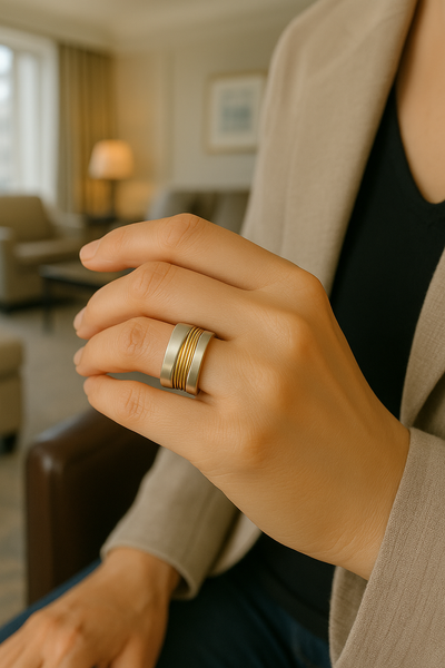 Silver-Golden Thread Ring