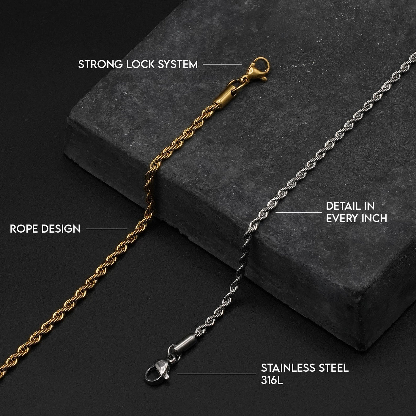 Rope Chain 3mm (Gold)