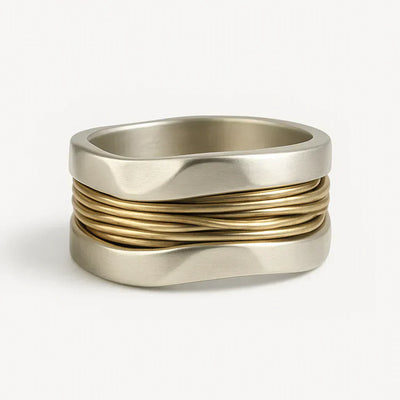 Silver-Golden Thread Ring