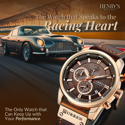 Elegant Quartz Watch with Leather Strap