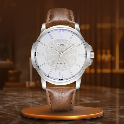 Luxury Blue Glass Leather Watch