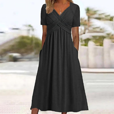 Layla - Elegant Midi Dress with Tummy Coverage