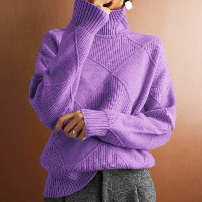 Adelle - Textured Turtleneck Knit Sweater