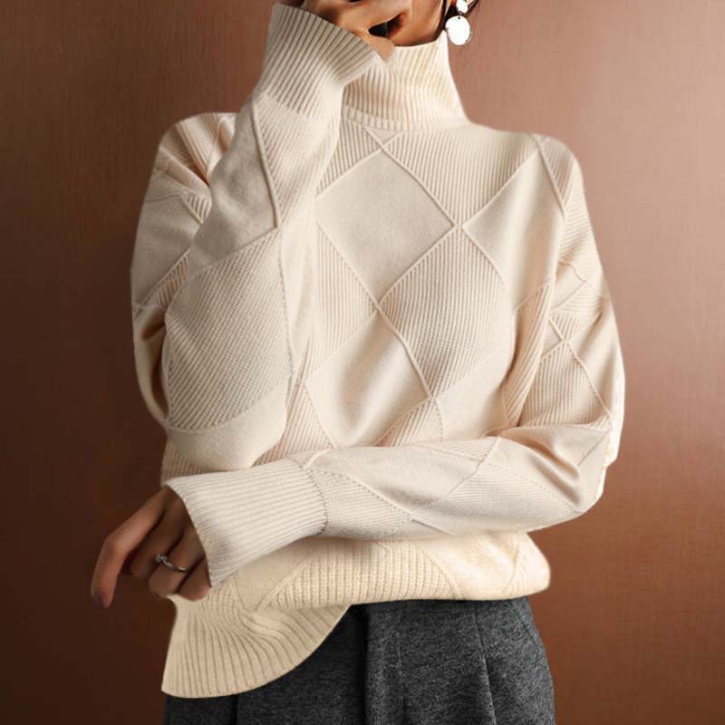 Adelle - Textured Turtleneck Knit Sweater