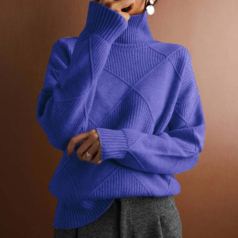 Adelle - Textured Turtleneck Knit Sweater