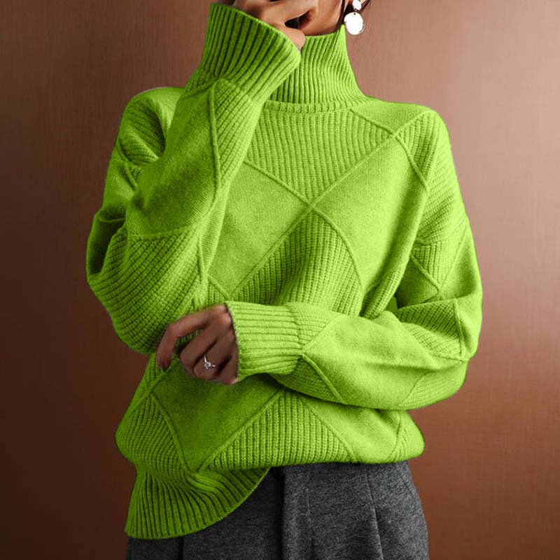 Adelle - Textured Turtleneck Knit Sweater
