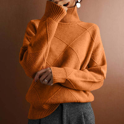 Adelle - Textured Turtleneck Knit Sweater
