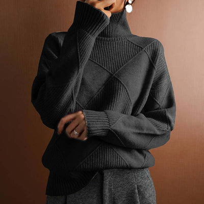 Adelle - Textured Turtleneck Knit Sweater