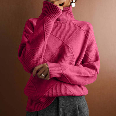 Adelle - Textured Turtleneck Knit Sweater