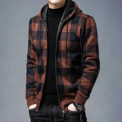 Helsinki Plaid Knit Hoodie