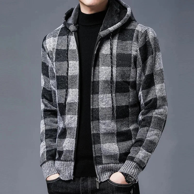 Helsinki Plaid Knit Hoodie