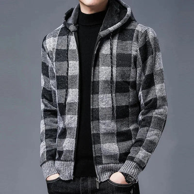 Helsinki Plaid Knit Hoodie