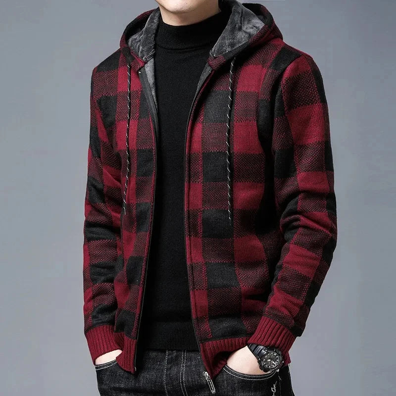 Helsinki Plaid Knit Hoodie