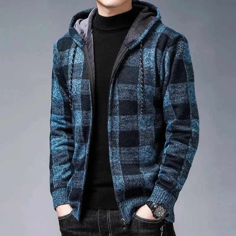 Helsinki Plaid Knit Hoodie