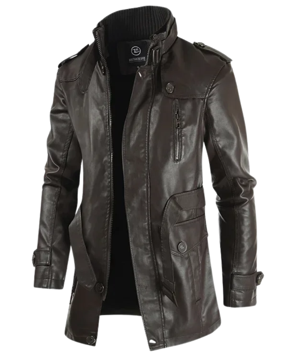 Mike - Elegant Long Leather Biker Jacket