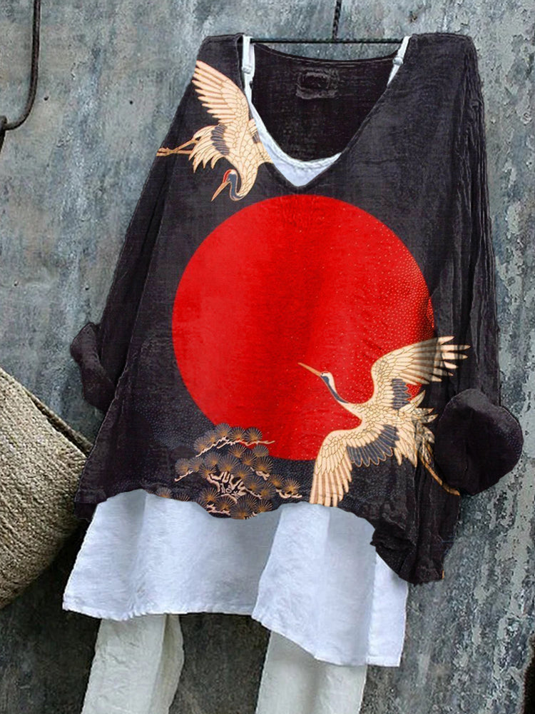 Flying Cranes  Pattern - Japanese Art Tunic