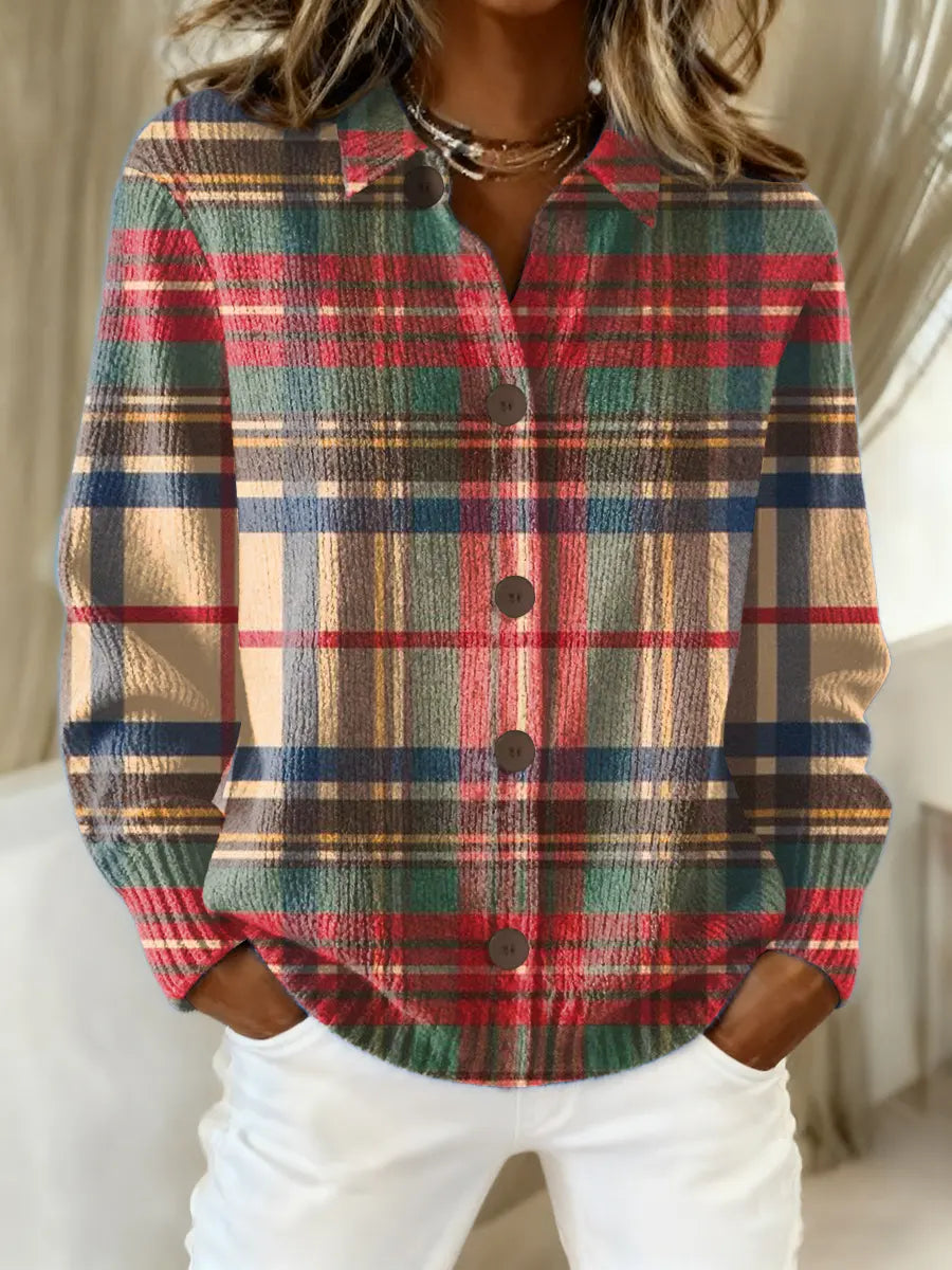Élodie – Women’s Festive Checkered Blouse