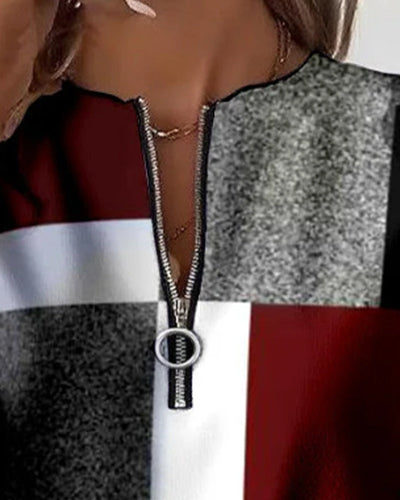 Casual Half-Zip Sweatshirt with Print