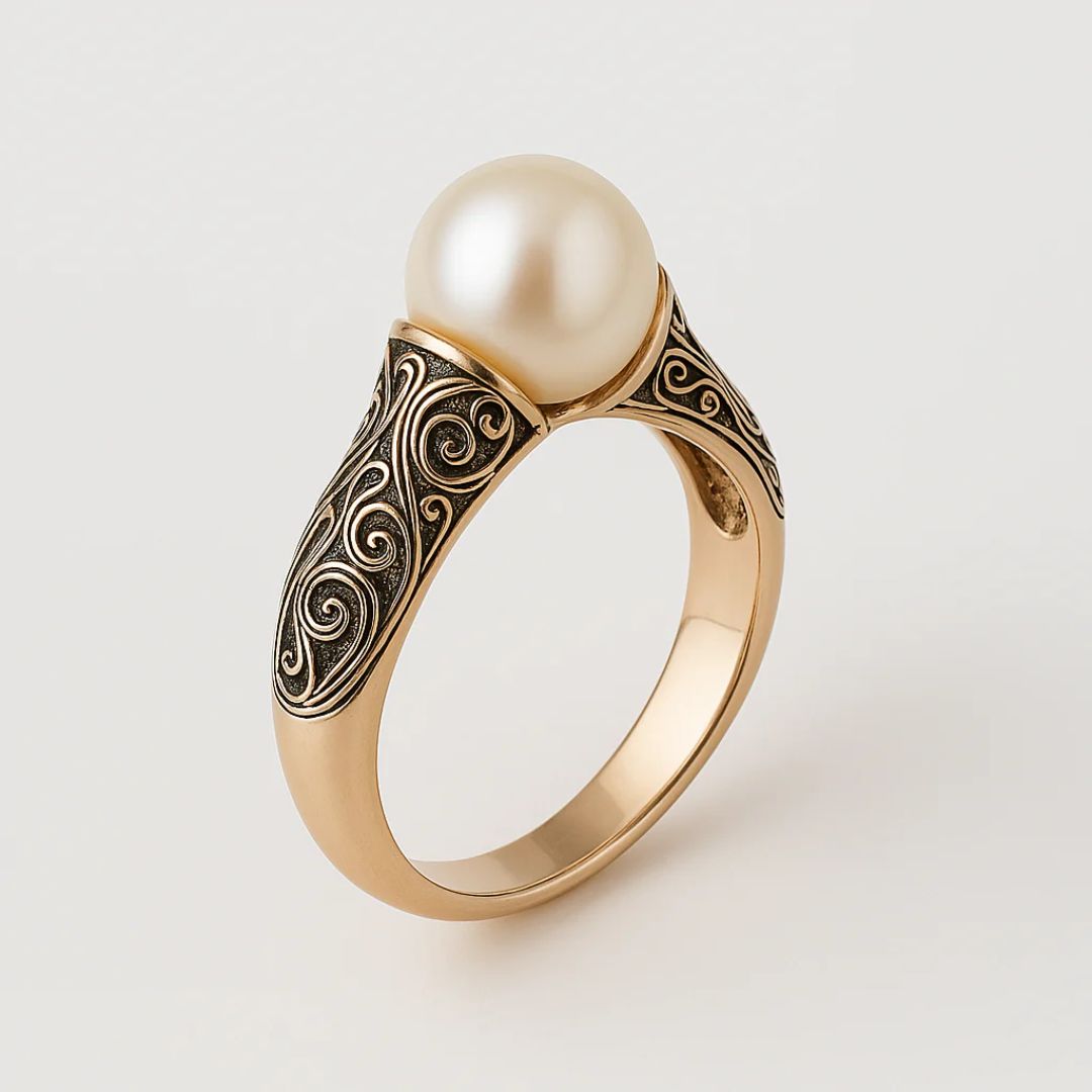 Vintage pearl gold ring