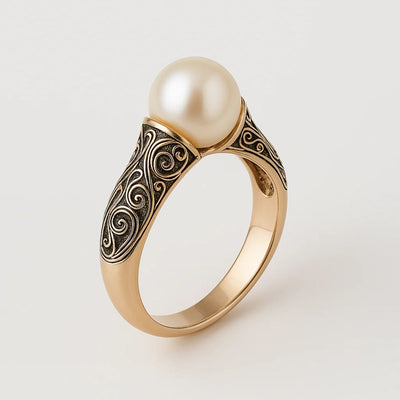 Vintage pearl gold ring