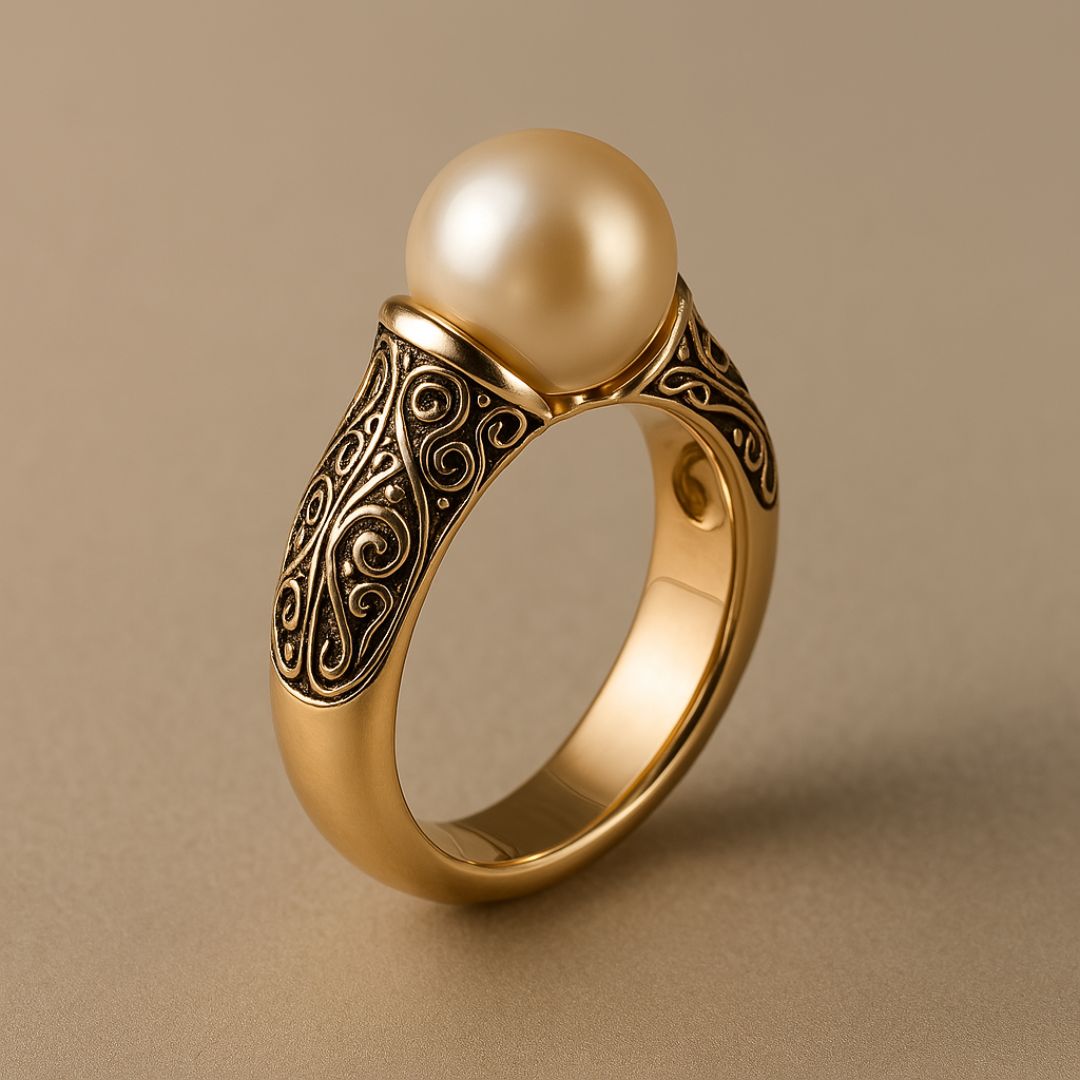 Vintage pearl gold ring