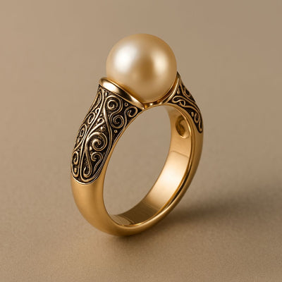 Vintage pearl gold ring