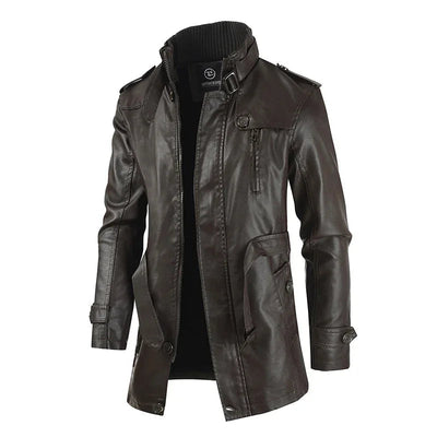 Mike - Elegant Long Leather Biker Jacket