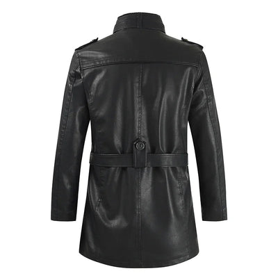 Mike - Elegant Long Leather Biker Jacket