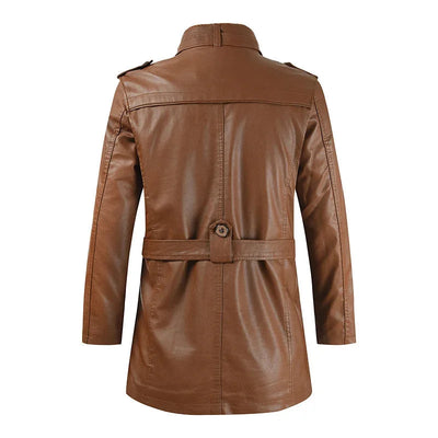 Mike - Elegant Long Leather Biker Jacket